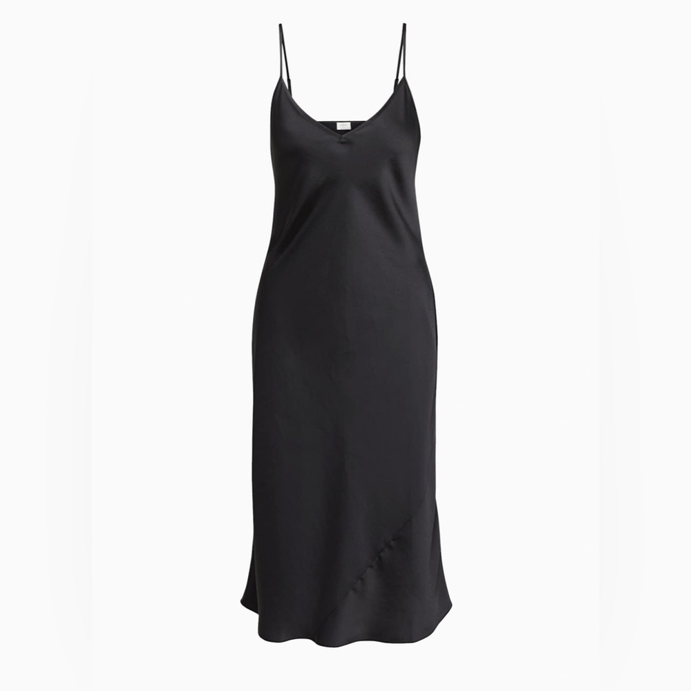 ARITZIA Wilfred Only Slip Satin Midi Dress Black XXS